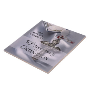 50th Custom Name Ordination Jubileum Chalice Tegeltje