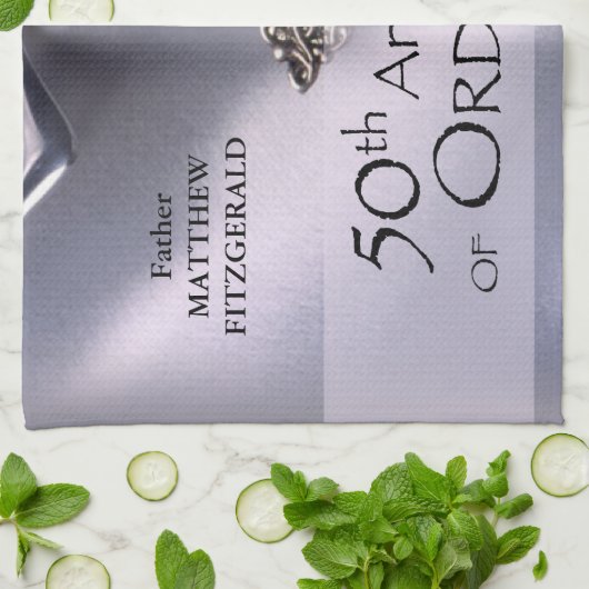 50th Custom Name Ordination Jubileum Chalice Theedoek (Gevouwen)