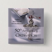 50th Custom Name Ordination Jubileum Chalice Vierkante Button 5,1 Cm (Voorkant)