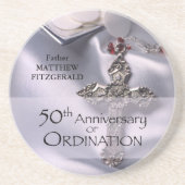 50th Custom Name Ordination Jubileum Chalice Zandsteen Onderzetter (Voorkant)
