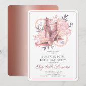 50th Fabulous Roos Gouden Glitter Dansschoenen Kaart (Voorkant / Achterkant)