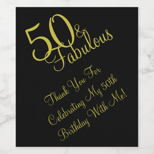 50th Fabulous Verjaardag Dank u Wijn Labels Wijn Etiket (Enkel label)