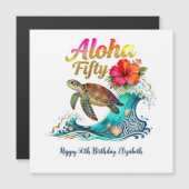 50th Fifty Birthday Card Tropical Ocean Beach (Voorkant / Achterkant)