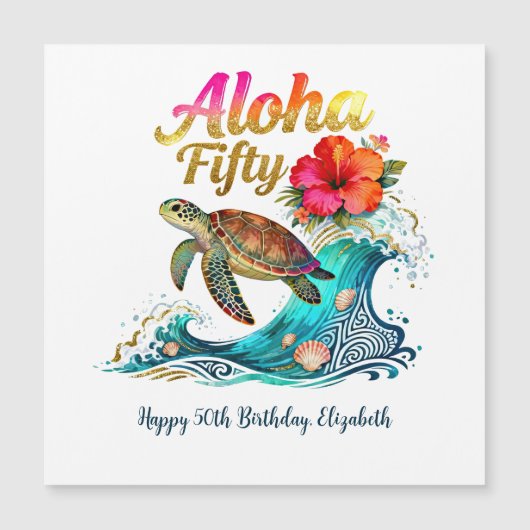 50th Fifty Birthday Card Tropical Ocean Beach (Voorkant)