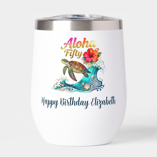 50th Fifty Birthday Tropical Ocean Beach Theme (Voorkant)