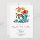 50th Fifty Birthday Tropical Ocean Beach Theme Kaart (Voorkant)