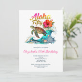 50th Fifty Birthday Tropical Ocean Beach Theme Kaart (Staand voorkant)