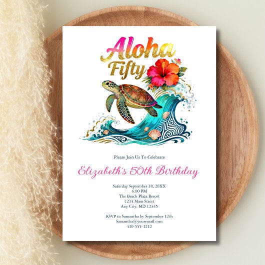 50th Fifty Birthday Tropical Ocean Beach Theme Kaart