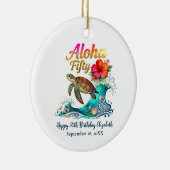 50th Fifty Birthday Tropical Ocean Beach Theme Keramisch Ornament (Rechts)