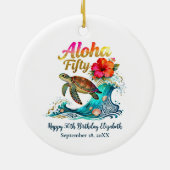 50th Fifty Birthday Tropical Ocean Beach Theme Keramisch Ornament (Achterkant)