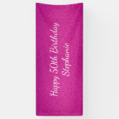 50th Fifty Pink Glittery Happy Birthday Party Scha Spandoek (Verticaal)