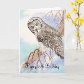 50th Funny Birthday Owl Kaart (Gele Bloem)