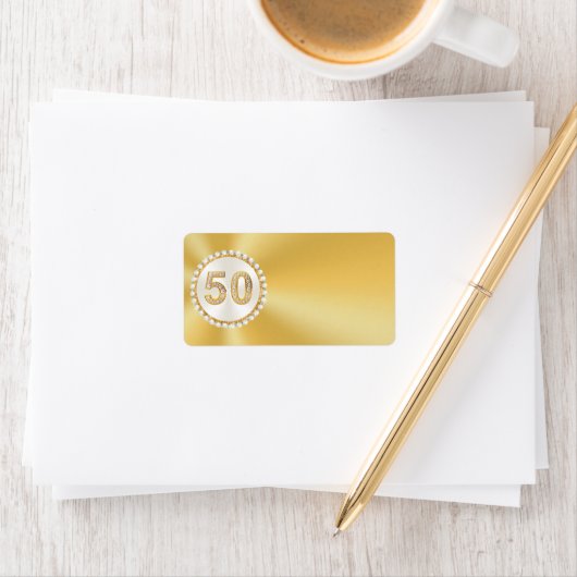 50th, Gold Adresetiketten, Adres Etiket Stickers (Insitu)