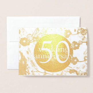 50th Gold Foil Wedding Floral Blank Card Folie Kaarten
