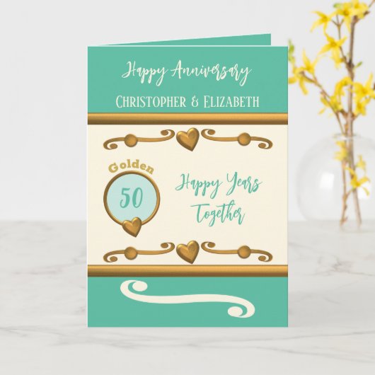 50th Gold Jubileum voegt namen toe aan oceaangroen Kaart (Gele Bloem)