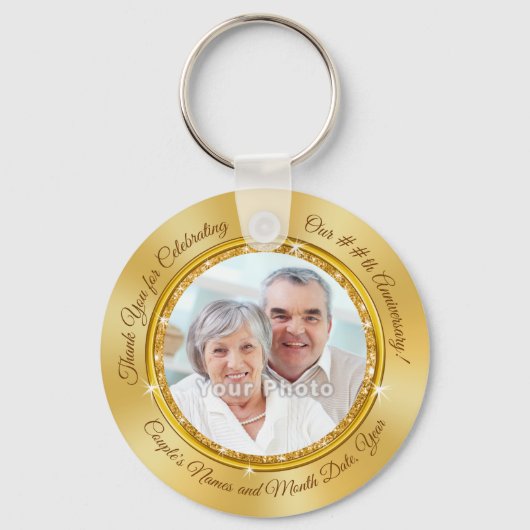 50th Gold Party Favors, Photo Party Favors Sleutelhanger (Voorkant)