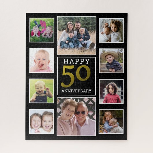 50th Gold Wedding Anniversary 10 Photo Collage Legpuzzel (Verticaal)