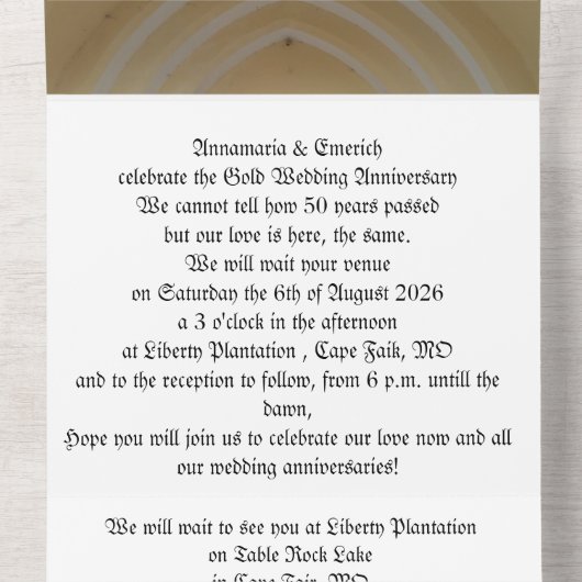 50th gold wedding anniversary invitation   all in one uitnodiging (Binnenkant midden)