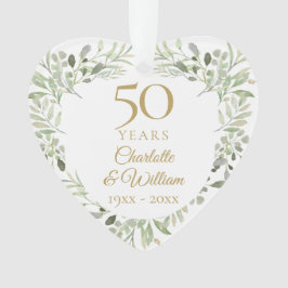50th Gold Wedding Jubileum Greenery Foto Ornament