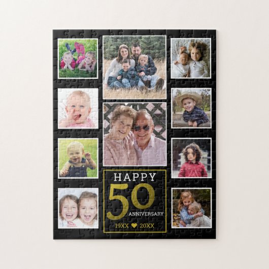 50th Golden Wedding Anniversary 10 Photo Collage Legpuzzel (Verticaal)