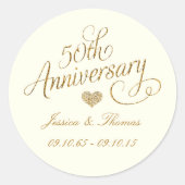 50th Golden Wedding Anniversary Ronde Sticker (Voorkant)