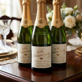 50th Golden Wedding Anniversary Sparkling Wijnetiket
