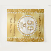 50th, Golden Wedding Jubileum achtergrond, 5 maten Wandkleed (Voorkant (horizontaal))