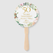 50th Golden Wedding Jubileum Bloemen Rozen Foto Handwaaier (Voorkant)