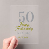 50th happy anniversary name date silver gold date  acryl uitnodigingen (Insitu (Draagbaar))