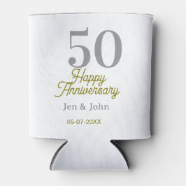 50th happy anniversary name date silver gold date  blikjeskoeler