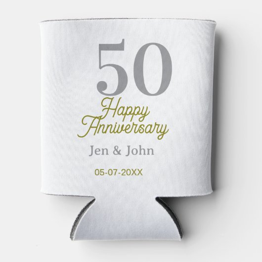 50th happy anniversary name date silver gold date  blikjeskoeler (Voorkant)