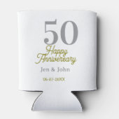 50th happy anniversary name date silver gold date  blikjeskoeler (Achterkant)