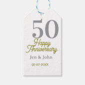 50th happy anniversary name date silver gold date  cadeaulabel (Voorkant)