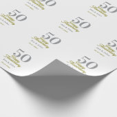 50th happy anniversary name date silver gold date  cadeaupapier (Hoek)
