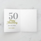 50th happy anniversary name date silver gold date  kaart (Binnen)