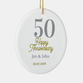 50th happy anniversary name date silver gold date keramisch ornament (Rechts)
