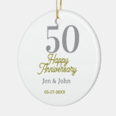 50th happy anniversary name date silver gold date keramisch ornament (Links)