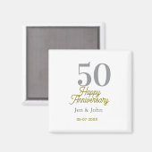 50th happy anniversary name date silver gold date magneet (Voorkant / Achterkant)