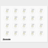 50th happy anniversary name date silver gold date ronde sticker (Vel)