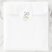 50th happy anniversary name date silver gold date ronde sticker (Tas)