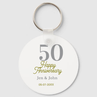 50th happy anniversary name date silver gold date sleutelhanger
