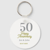 50th happy anniversary name date silver gold date sleutelhanger (Achterkant)
