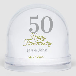 50th happy anniversary name date silver gold date  sneeuwbol