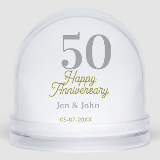 50th happy anniversary name date silver gold date sneeuwbol