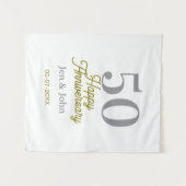 50th happy anniversary name date silver gold date  wandkleed (Voorkant (horizontaal))