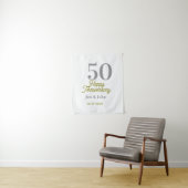 50th happy anniversary name date silver gold date  wandkleed (In situ)