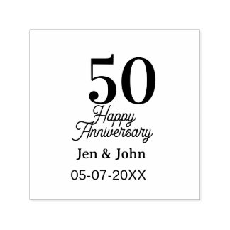 50th happy anniversary name date silver gold date zelfinktende stempel