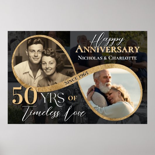 50th Happy Anniversary Then & Now Gold Infinity Poster (Voorkant)