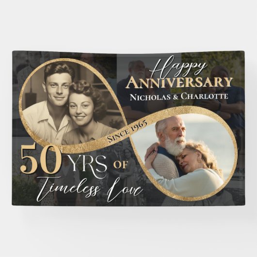 50th Happy Anniversary Then & Now Gold Infinity Spandoek (Horizontaal)