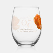 50th Happy Birthday Aanpassen Perzik roos Keepsake Wijnglas Zonder Voet (Achterkant)